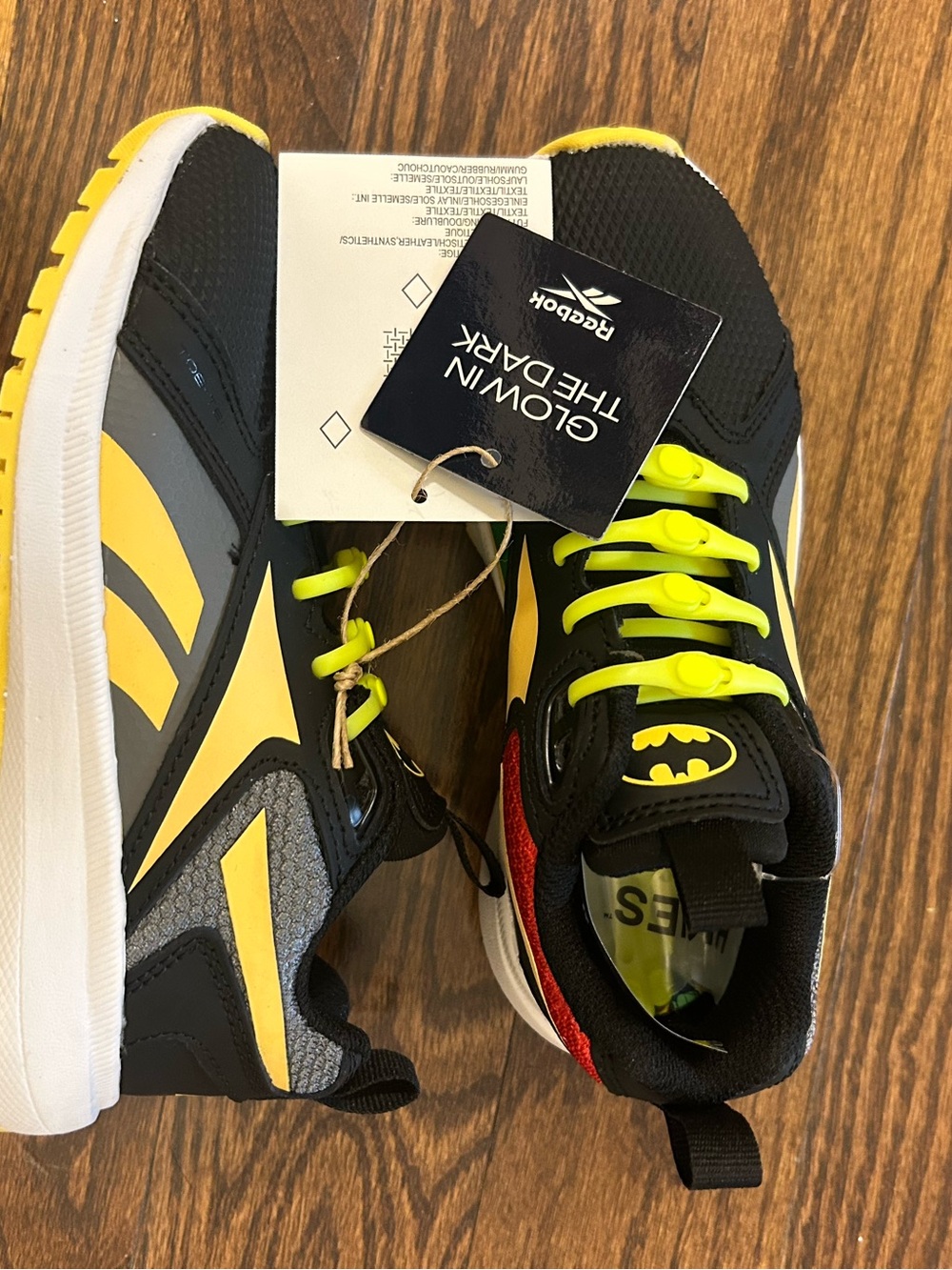 Reebok Kids' Black & Yellow Batman Glow-In-The-Dark Athletic Sneakers